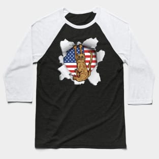 Funny Cat American Flag Cat Lover Gifts Baseball T-Shirt